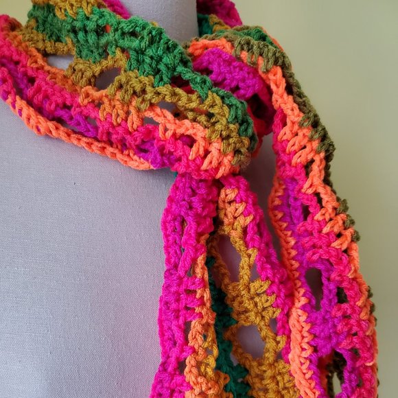 Crochet Preppy Stripe Neck Scarf/New - Picture 7 of 7